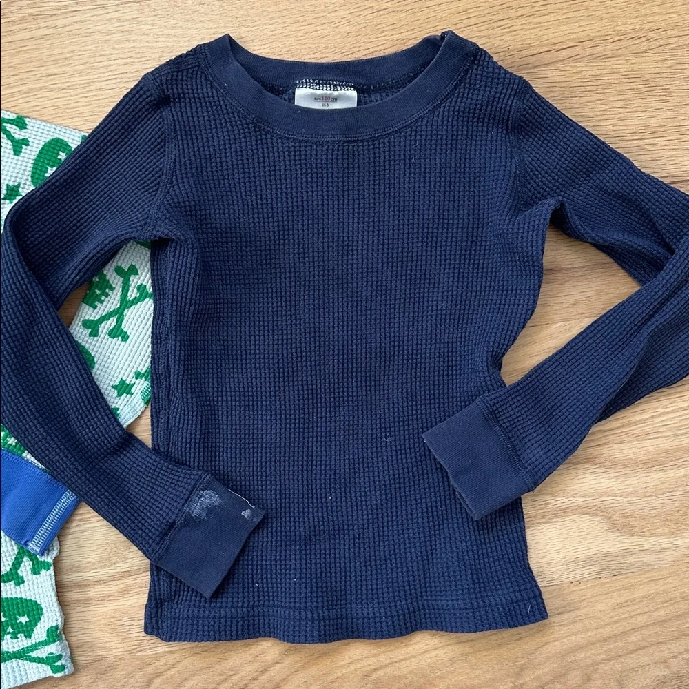 Hanna Andersson set of 2 waffle knit organic cotton long sleeve pajama tops sz 5